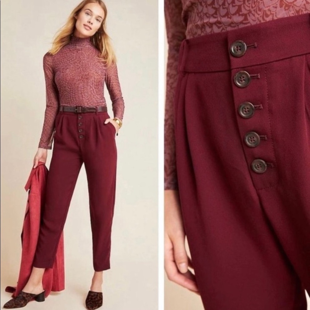 NWT Anthropologie Sasha Button Fly Trousers Size 14